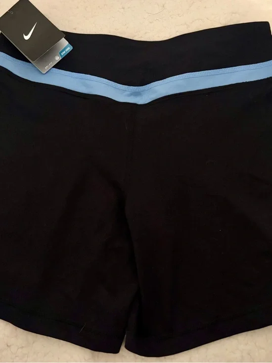 Nike Women’s Black Bike Shorts with Light Blue Trim - Picture 2 of 6